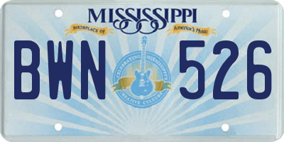 MS license plate BWN526