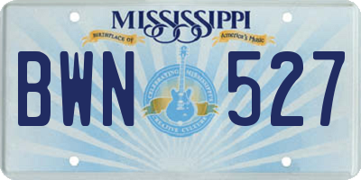 MS license plate BWN527