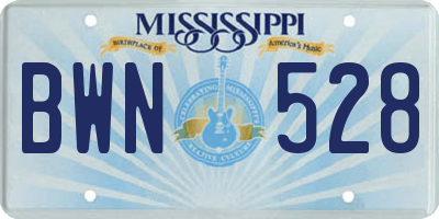 MS license plate BWN528