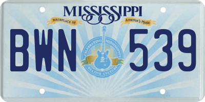 MS license plate BWN539
