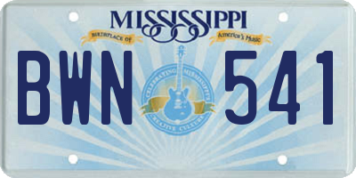 MS license plate BWN541