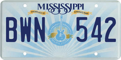 MS license plate BWN542