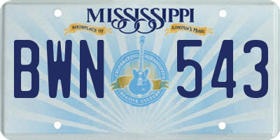 MS license plate BWN543