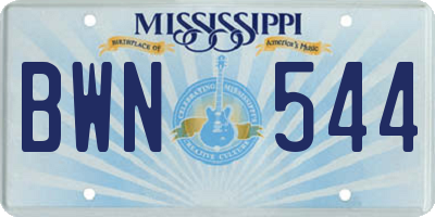 MS license plate BWN544