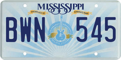 MS license plate BWN545
