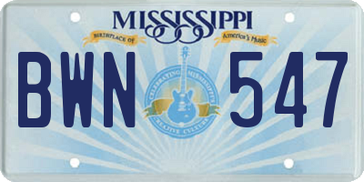 MS license plate BWN547