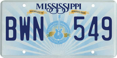 MS license plate BWN549