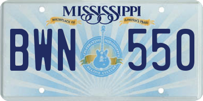 MS license plate BWN550