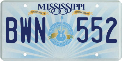 MS license plate BWN552