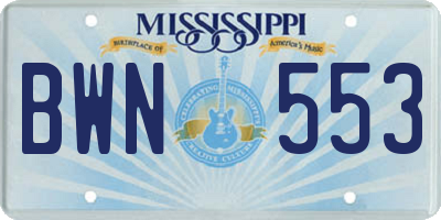 MS license plate BWN553