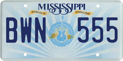 MS license plate BWN555