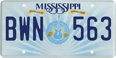 MS license plate BWN563