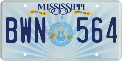MS license plate BWN564