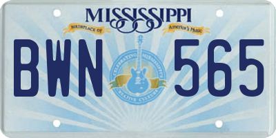 MS license plate BWN565