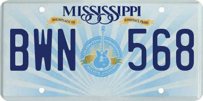 MS license plate BWN568