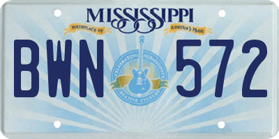 MS license plate BWN572