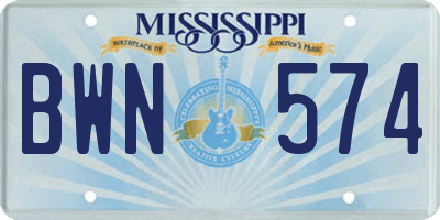 MS license plate BWN574
