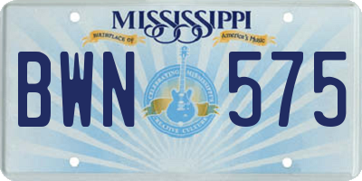 MS license plate BWN575