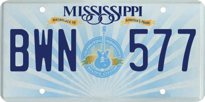 MS license plate BWN577