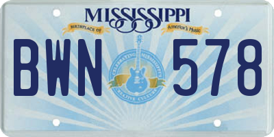 MS license plate BWN578