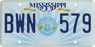 MS license plate BWN579