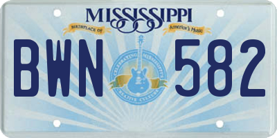 MS license plate BWN582