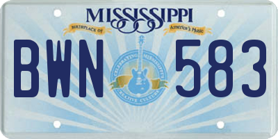 MS license plate BWN583