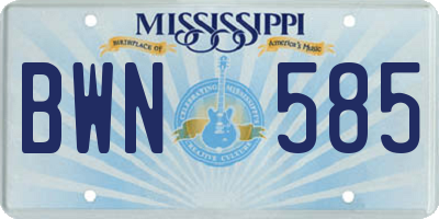 MS license plate BWN585