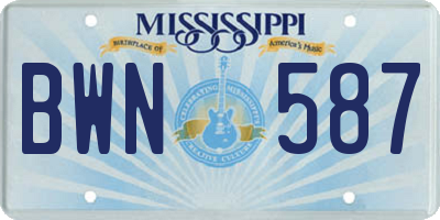 MS license plate BWN587