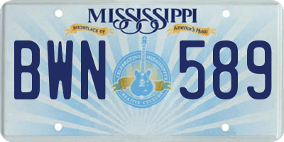 MS license plate BWN589