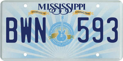 MS license plate BWN593