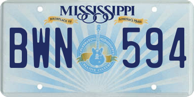MS license plate BWN594