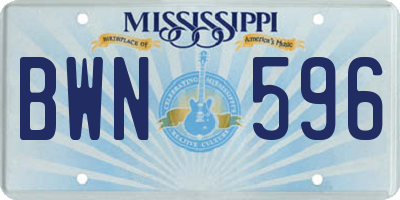 MS license plate BWN596