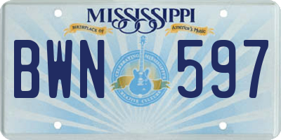 MS license plate BWN597