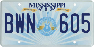 MS license plate BWN605
