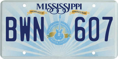 MS license plate BWN607