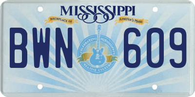 MS license plate BWN609