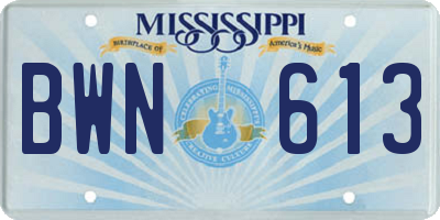 MS license plate BWN613