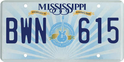 MS license plate BWN615
