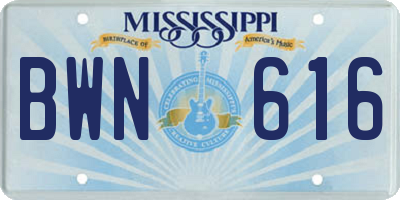 MS license plate BWN616
