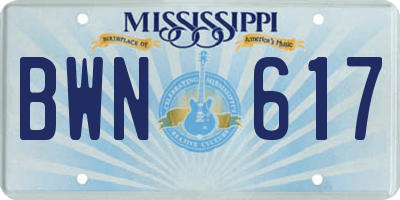 MS license plate BWN617