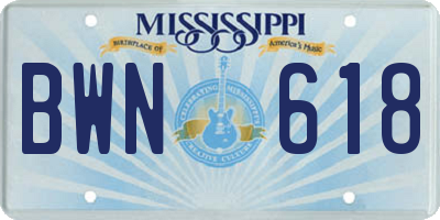 MS license plate BWN618