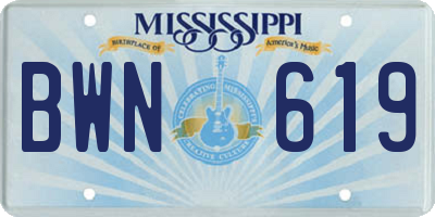 MS license plate BWN619