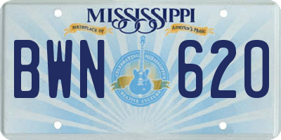 MS license plate BWN620
