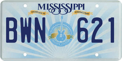 MS license plate BWN621