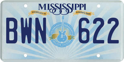 MS license plate BWN622