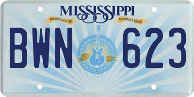 MS license plate BWN623