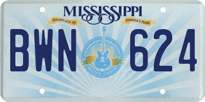 MS license plate BWN624