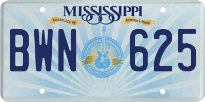 MS license plate BWN625