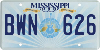 MS license plate BWN626